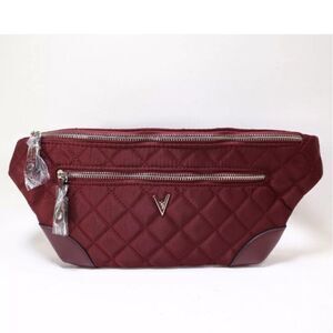 Vanessa Williams quilted belt bag burgundy red fanny pack zip top new